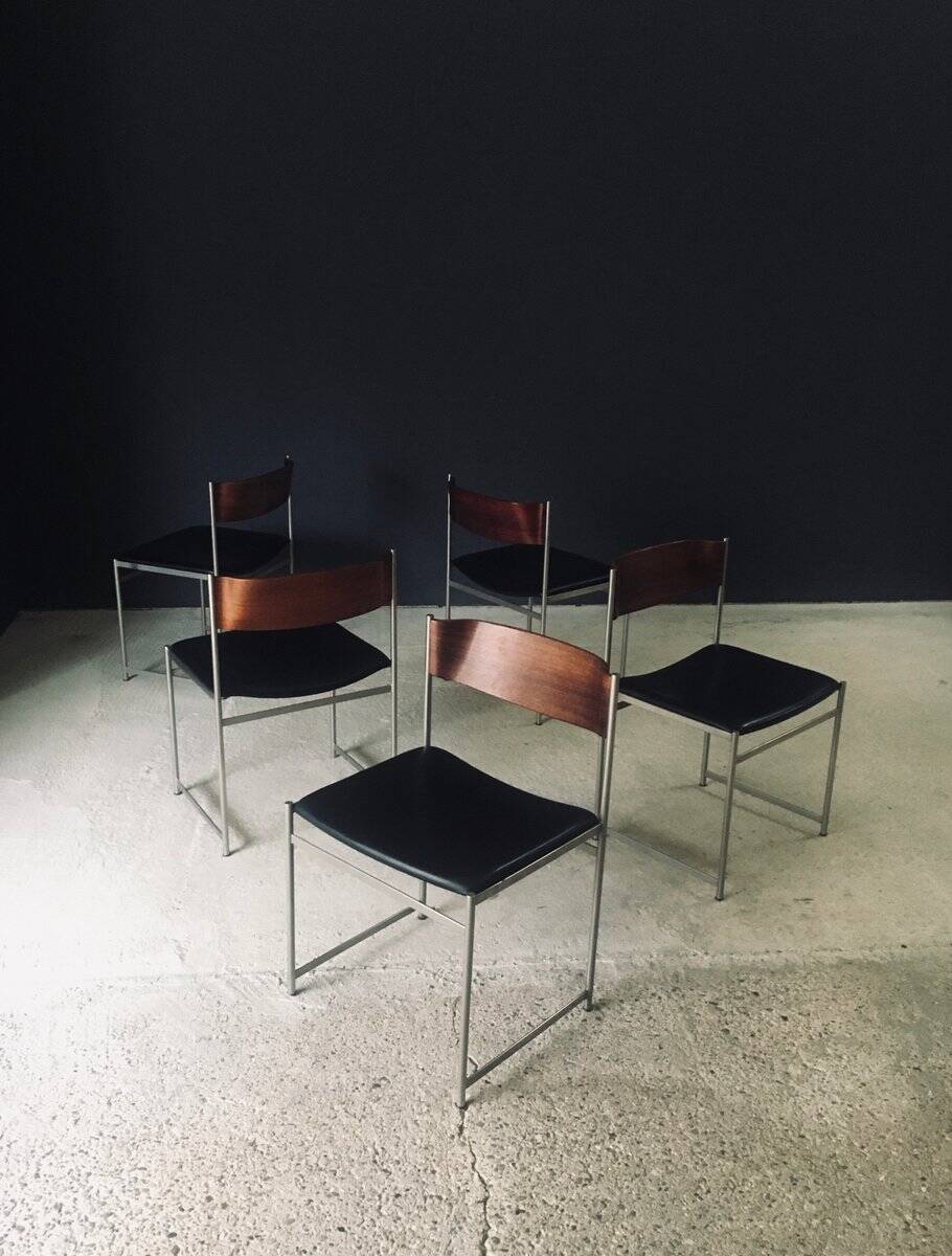 Mid-Century Modern SM08 Dining Chair Set by Cees Braakman for Ums Pastoe, Netherlands, 1960s, Set of 5