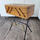 Worker sewing box door magazines steel wood scoubidou yellow vintage