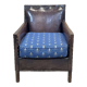 Club armchair art deco era leather and fabric cushion