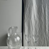 Large blown glass carafe with ice cube compartment Biot