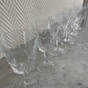 Saint Louis Camargue style palmette crystal stemmed glasses