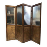 Four-leaf varnished wooden screen