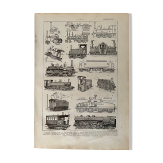 Lithographie gravure sur la locomotive de 1922