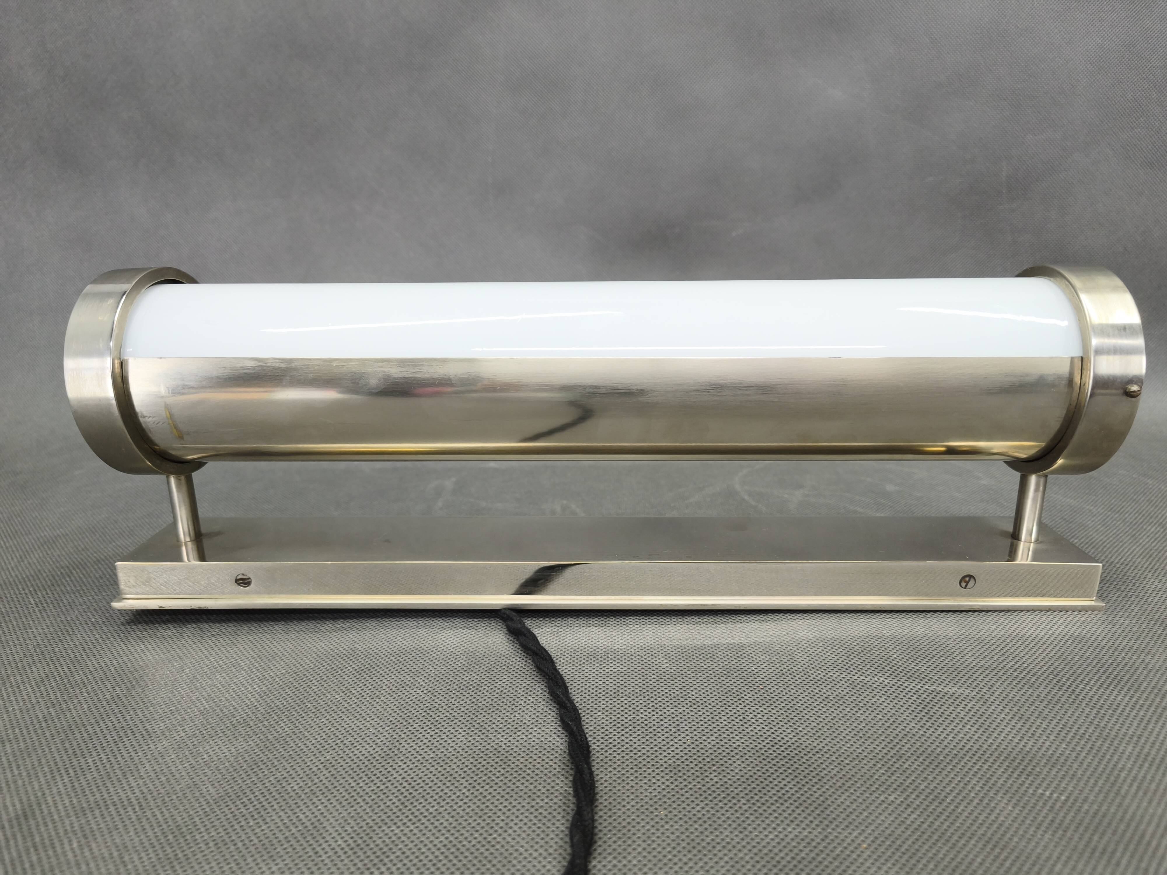 Bauhaus Nickel Wall Light with Glass Tube, 1930s