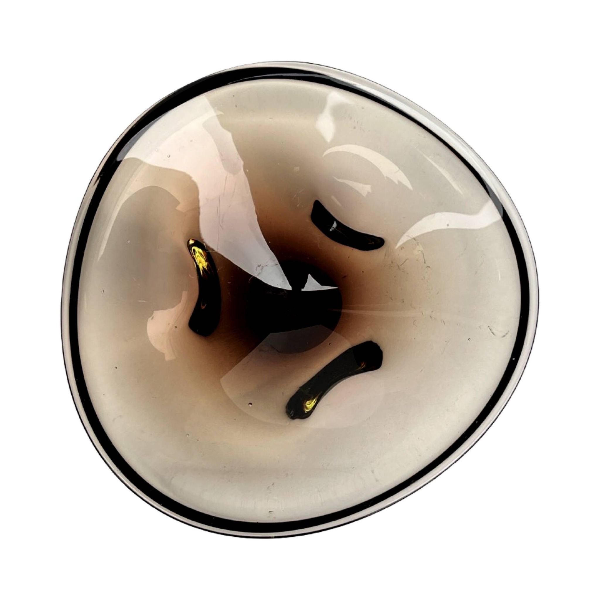 Hand-formed glass bowl designed by M Klinger, Železný Brod Sklo, Czech 1970