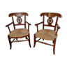 Paire de fauteuils paillé et bois style directoire