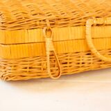 rectangular wicker suitcase