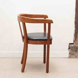 Stoelcker chair in black faux leather and oak