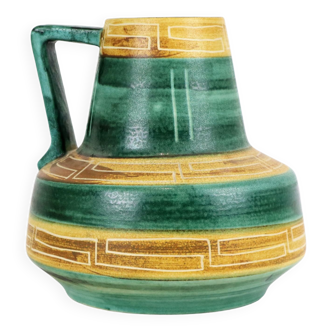 Vase de baie moderne de l’Allemagne de l’Ouest du milieu du siècle vert jaune 275-25