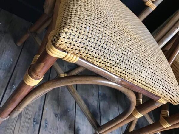 3 chaises vintage en rotin, meubles sièges anciens