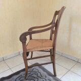 Paire de fauteuils rustiques bois et paille