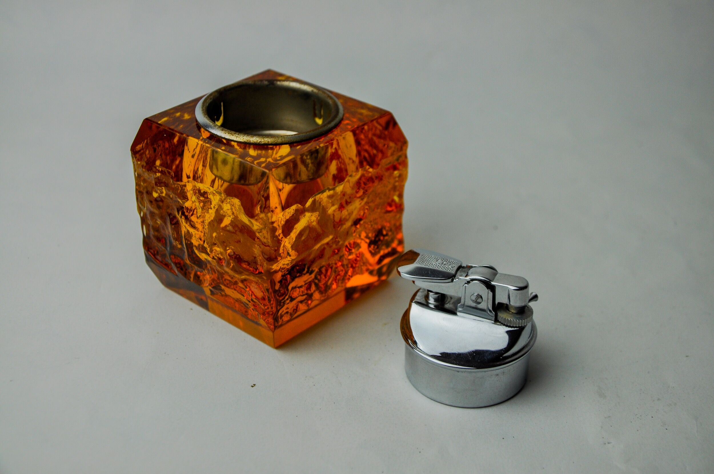Orange ice lighter by Antonio Imperatore, murano glass, Italy, 1970