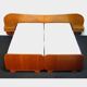 Vintage teak and walnut bed with nightstands, 1950s