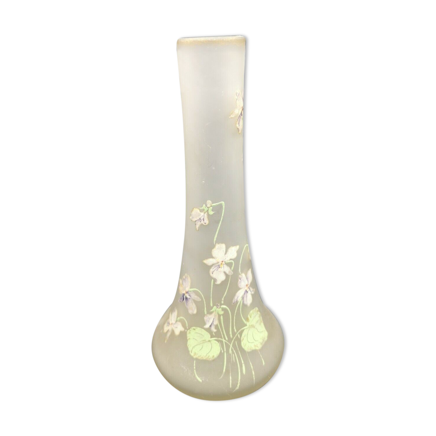 Vase decorated with purple enamelled flowers