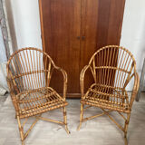 Pair of rattan armchairs