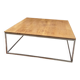 Solid wood and brushed metal coffee table - 80x80x30 cm