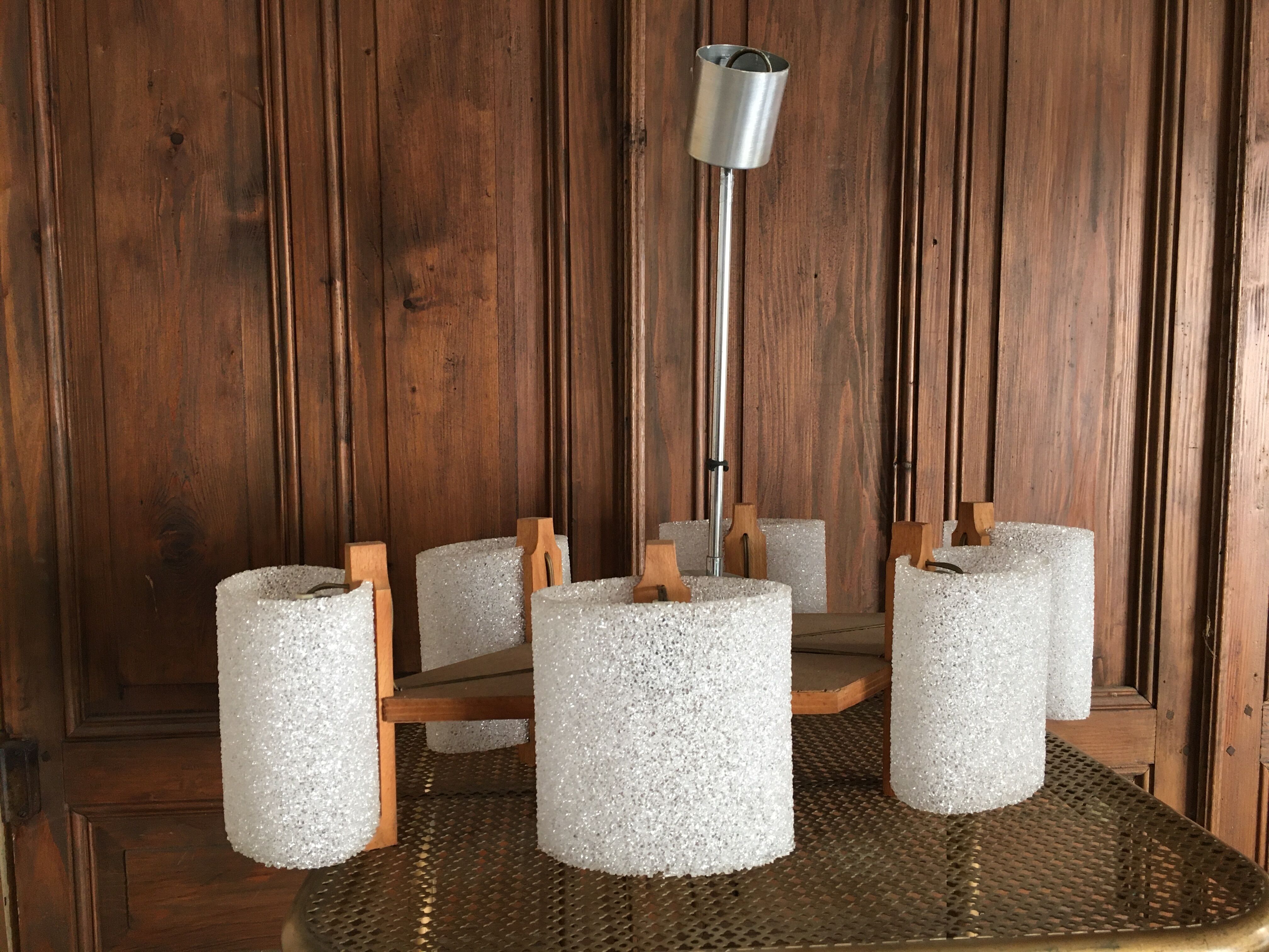 Scandinavian vintage chandelier 8 appliques