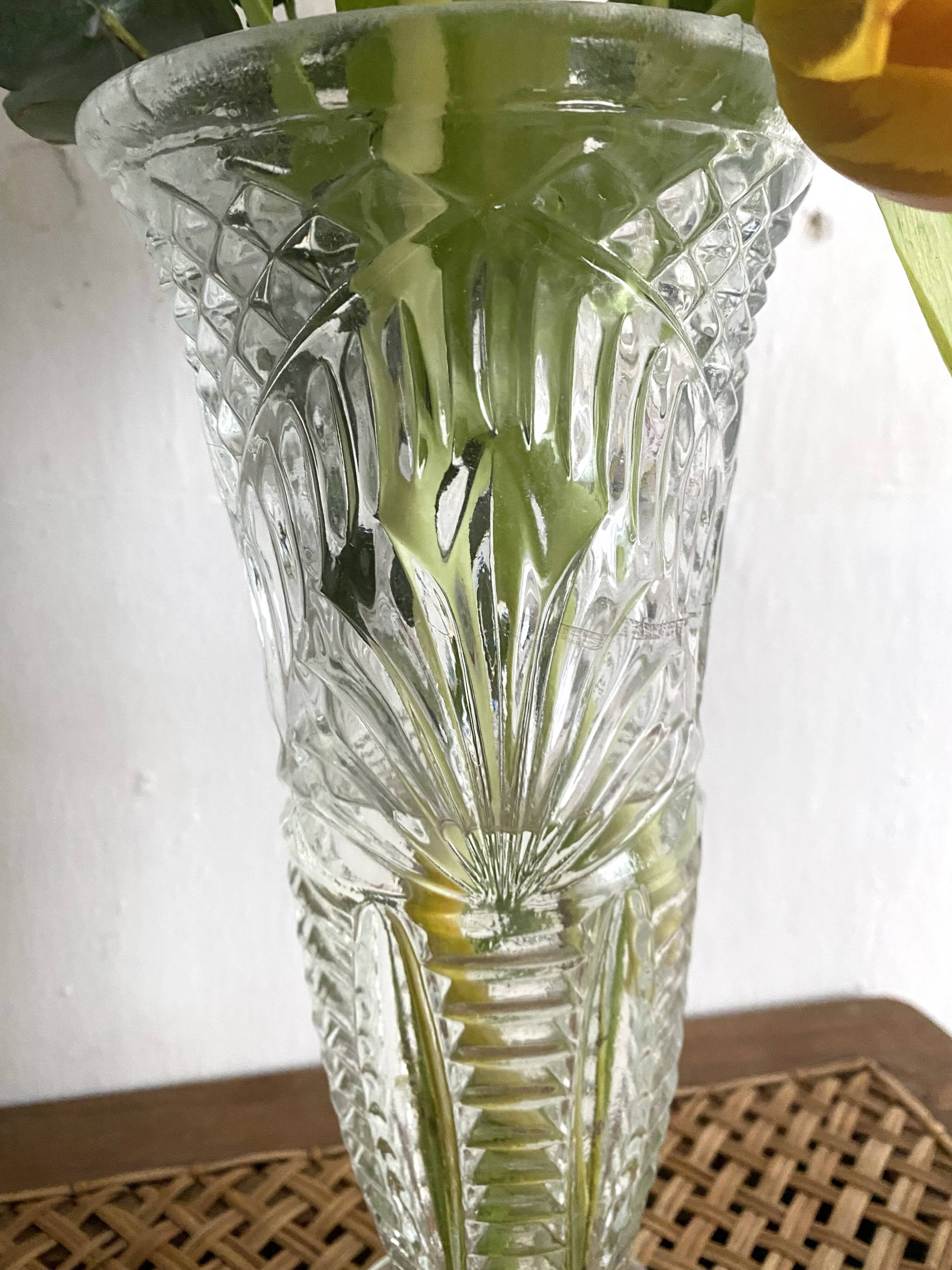 Pair of vintage molded glass vases