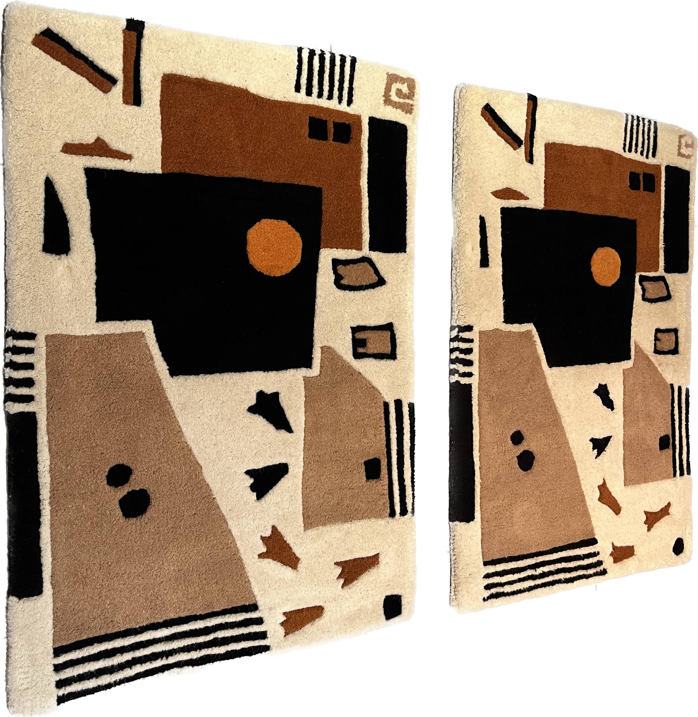 2 tapis moderne tuftés main, 1960
