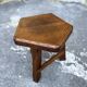 Vintage Brutalist Solid Wood Low Stool