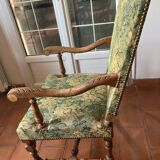 Pair of carved sheepbone armchairs with toe. Louis XIII early twentieth century
