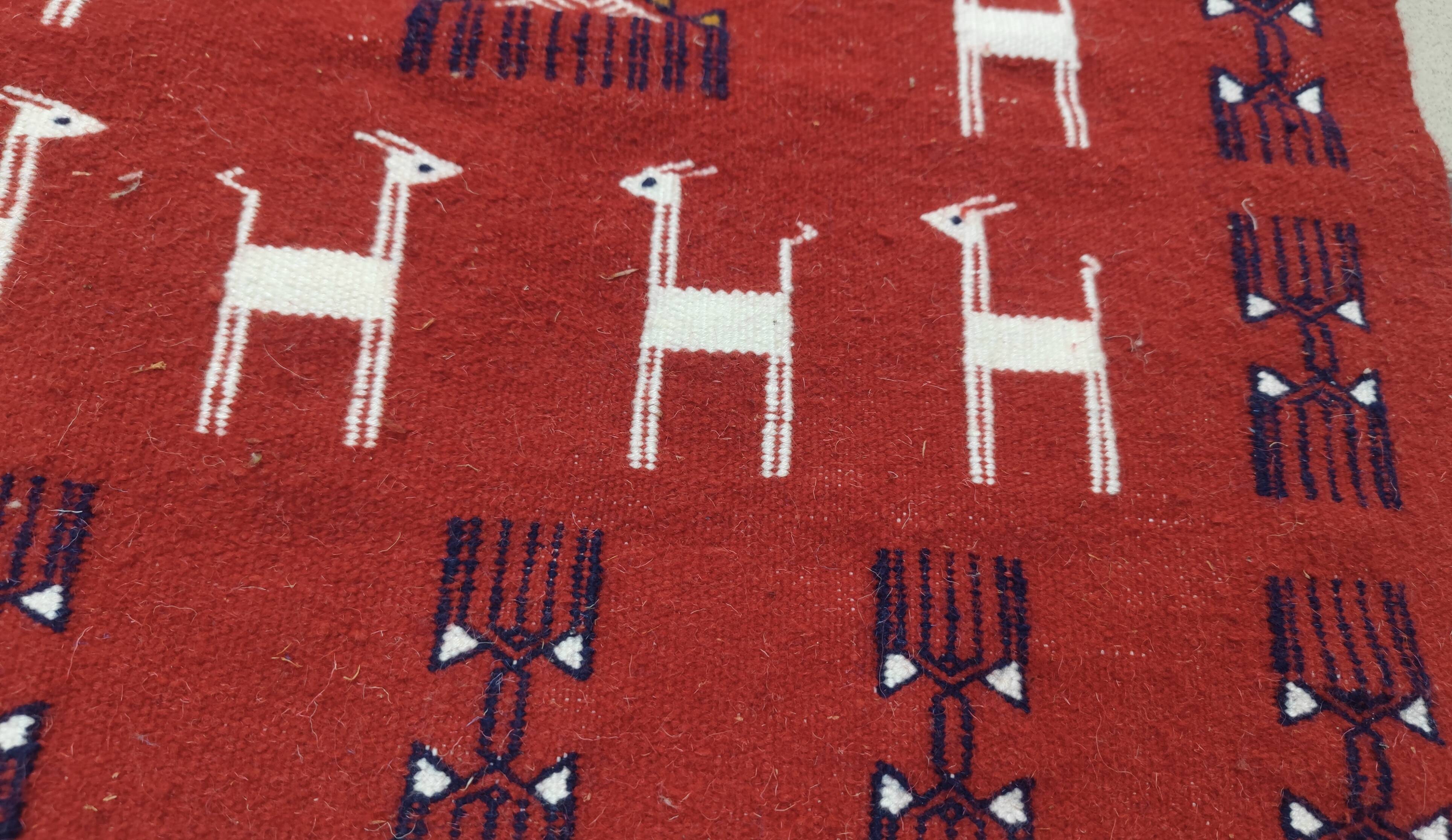 Hand-woven kilim rug with Berber patterns