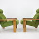 1970s pair of beech armchairs, czechoslovakia