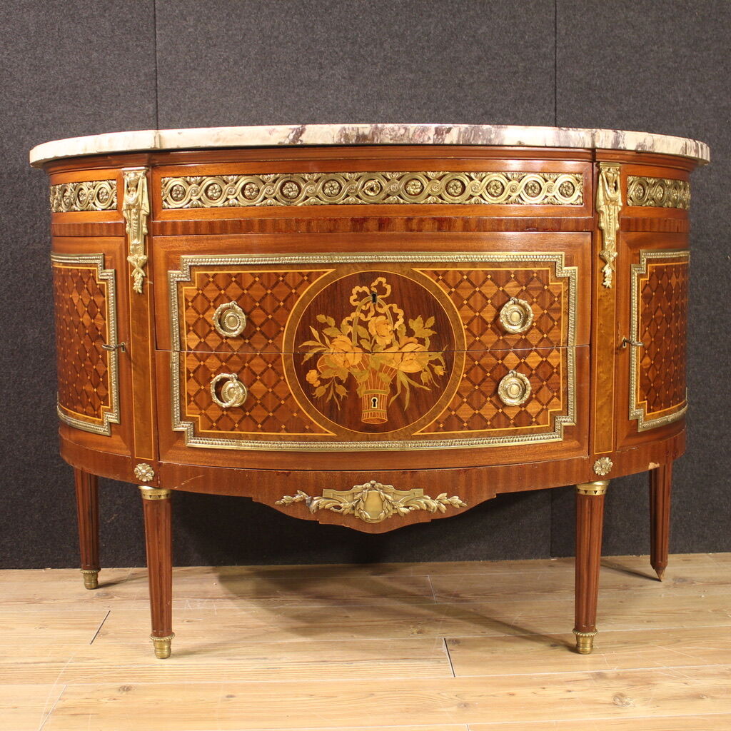 Half-moon dresser with marble top from the XXth century