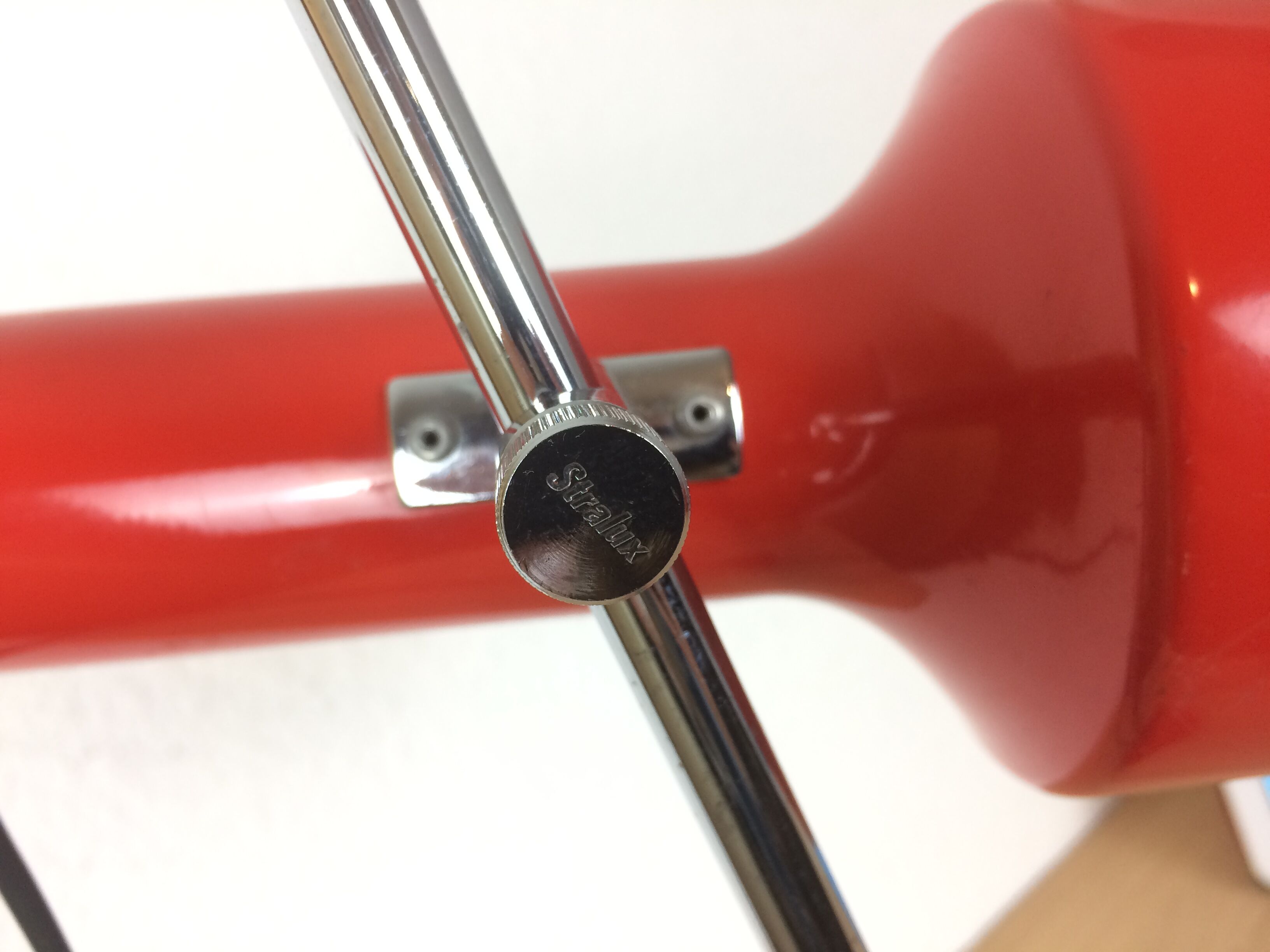 Stralux red metal desk lamp 1960