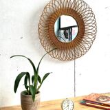Miroir vintage en rotin