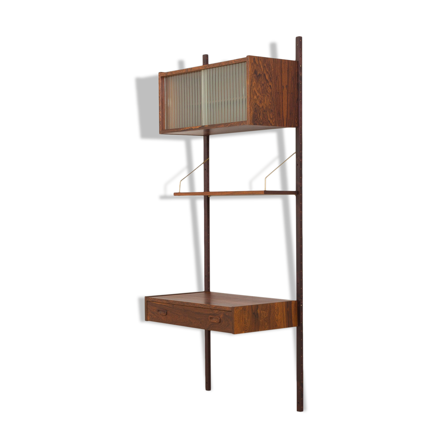 Preben Sorensen Danish mid century rosewood  wall unit with floating desk, PS system,  Randers, 1960