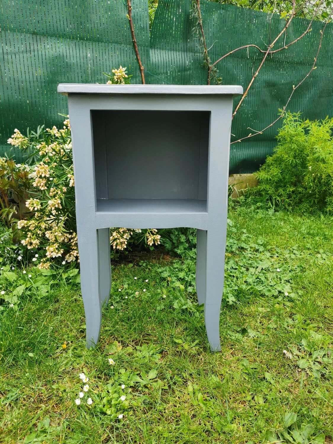 Gray bedside table