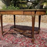 Table de milieu marqueterie et bronze époque Napoléon III - XIXe