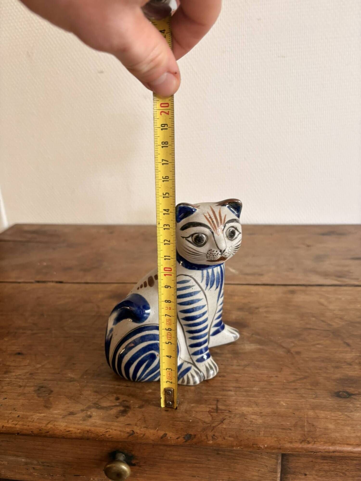 Sculpture chat en céramique émaillée Tonala Jalisco Mexique Hecho Silva