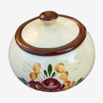 Ceramic sugar bowl decorated with tulip and its greenery - Vintage