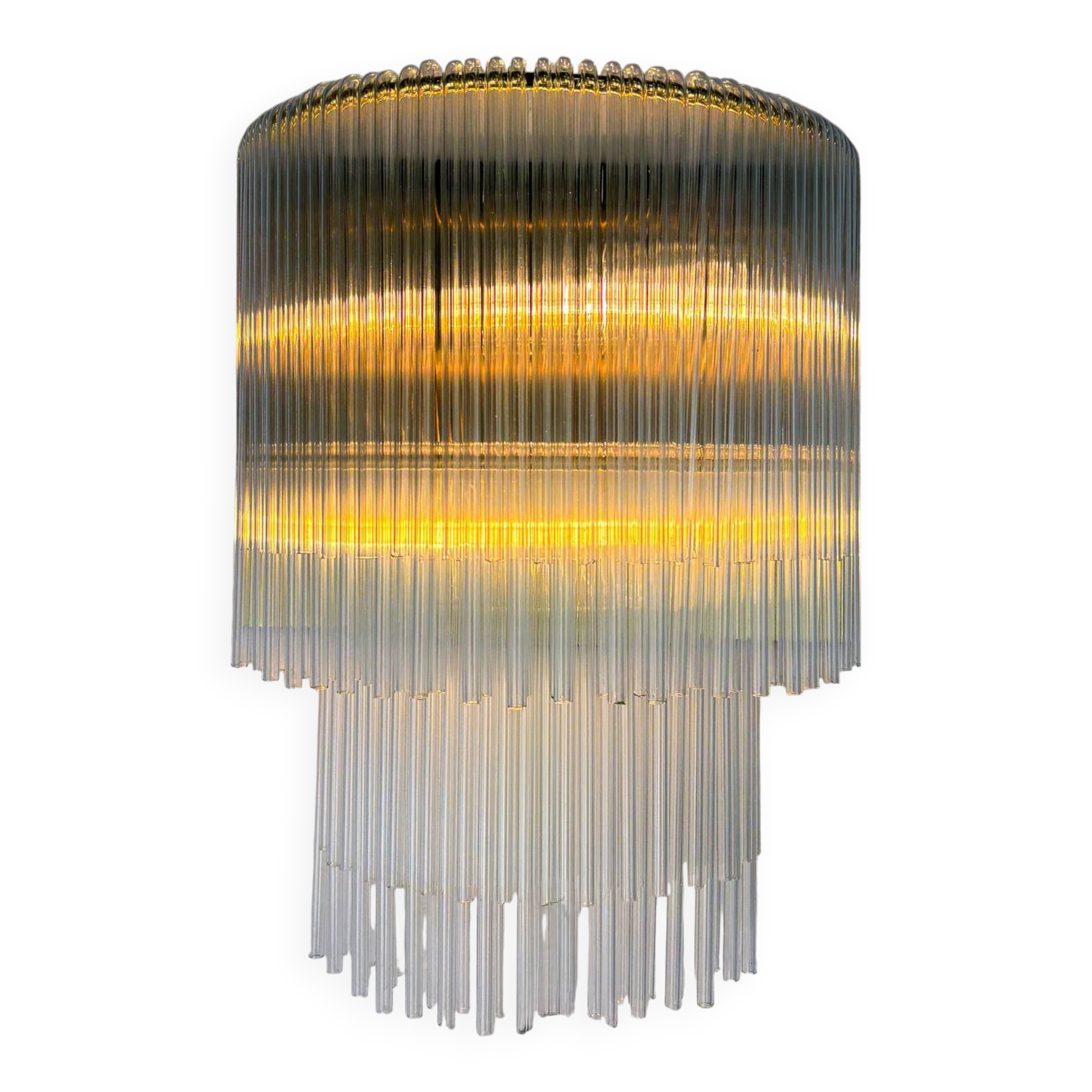 2-tier Venini tubular wall sconce, hand-blown Murano glass, Italy, 1970s
