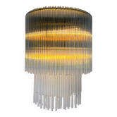 Applique murale tubulaire Venini à 2 niveaux, en verre de Murano soufflé à la main, Italie, années 1970.