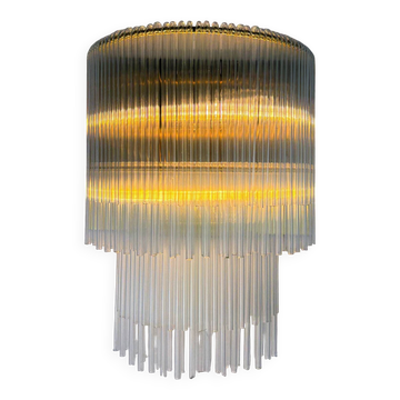 2-tier Venini tubular wall sconce, hand-blown Murano glass, Italy, 1970s
