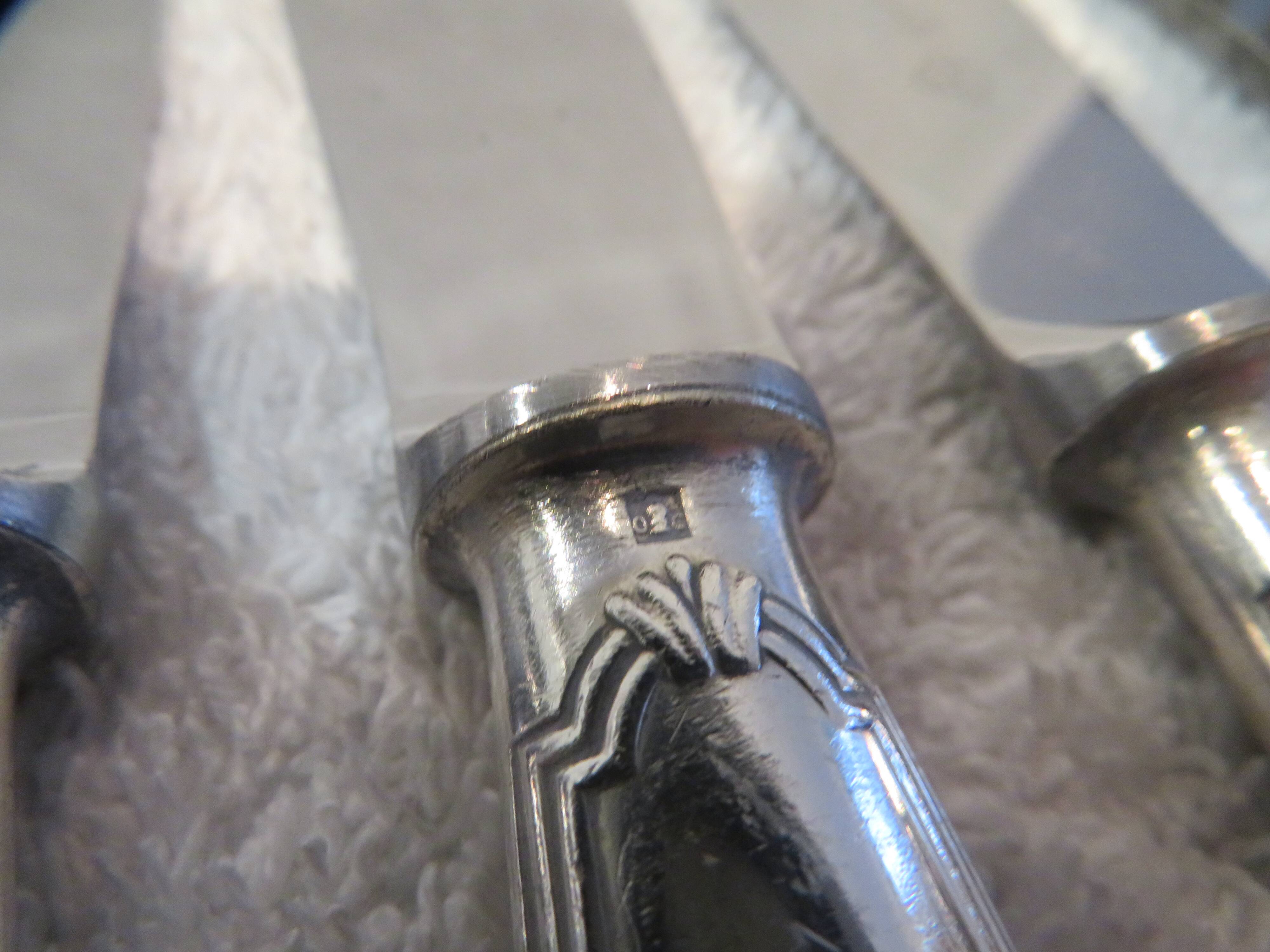 11 Christofle Rubans LXVI tapered silver metal handle table knives