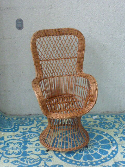 Emmanuelle armchair for child rattan and wicker vintage 1960