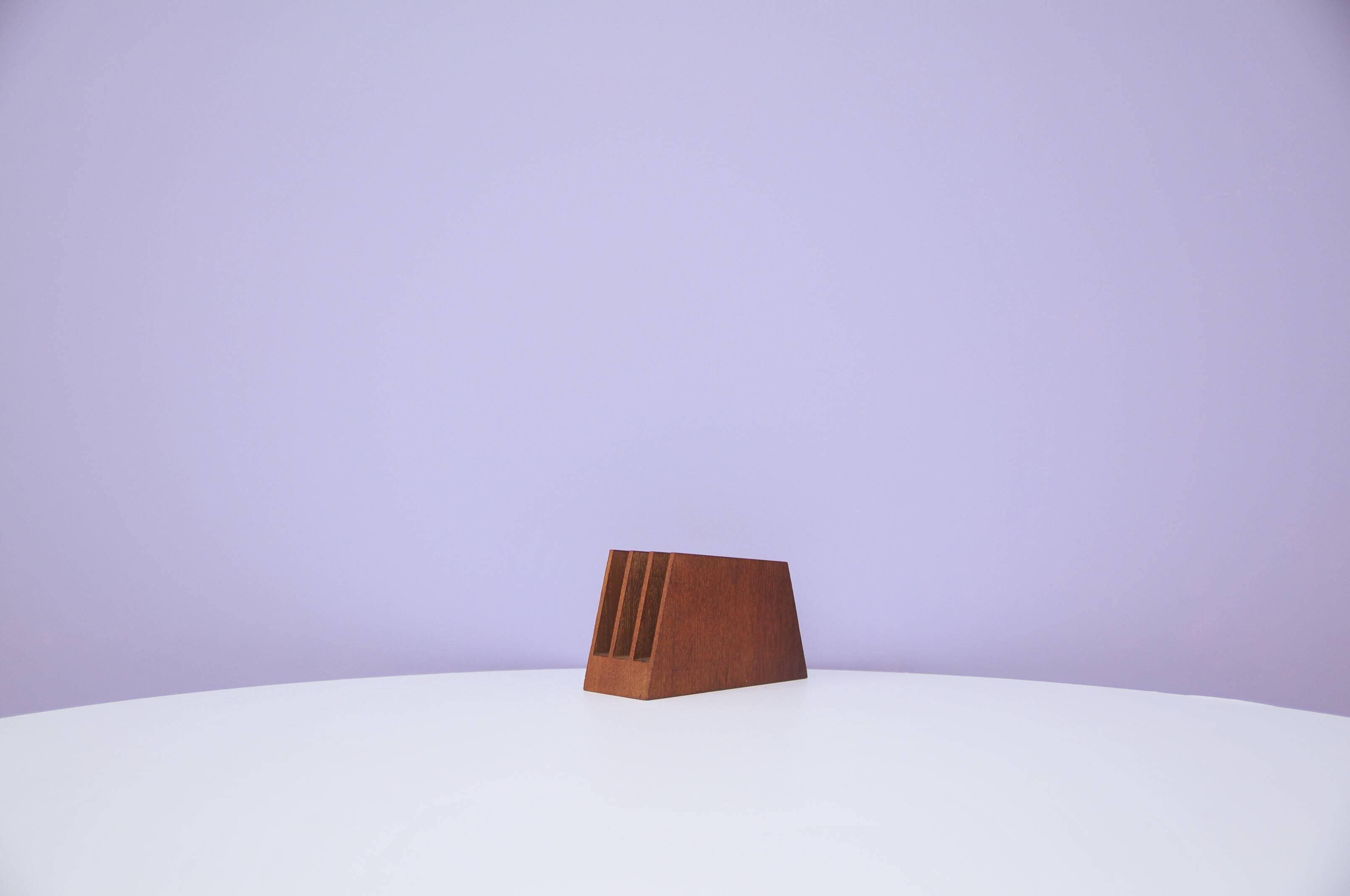 vintage asymmetrical teak letter holder