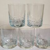 Five timpani glasses with vintage crystal stars