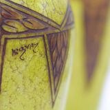 Set 2 Rare Vase Ovoïde signé F-T Legras Pare de verre Art deco 1930