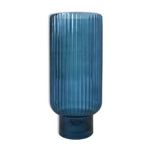 vase en verre bleu rigato