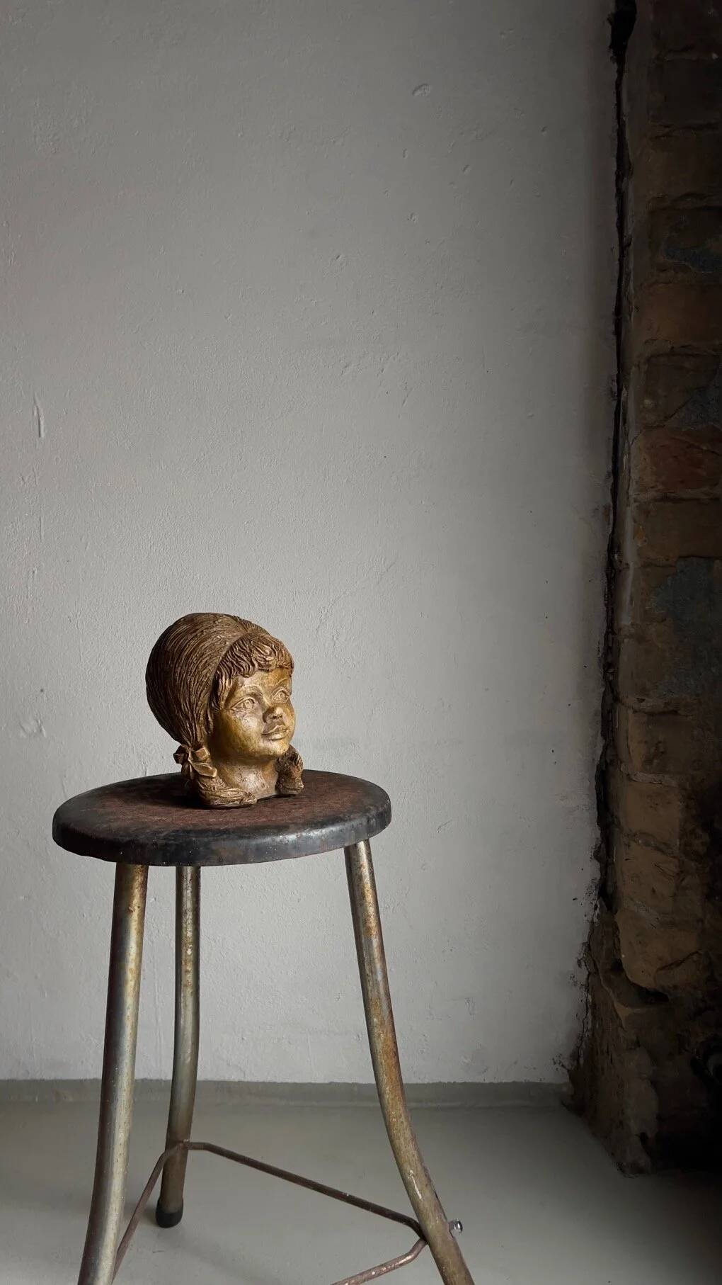 Stoneware head of a girl sculpture | Netherlands | 1970s