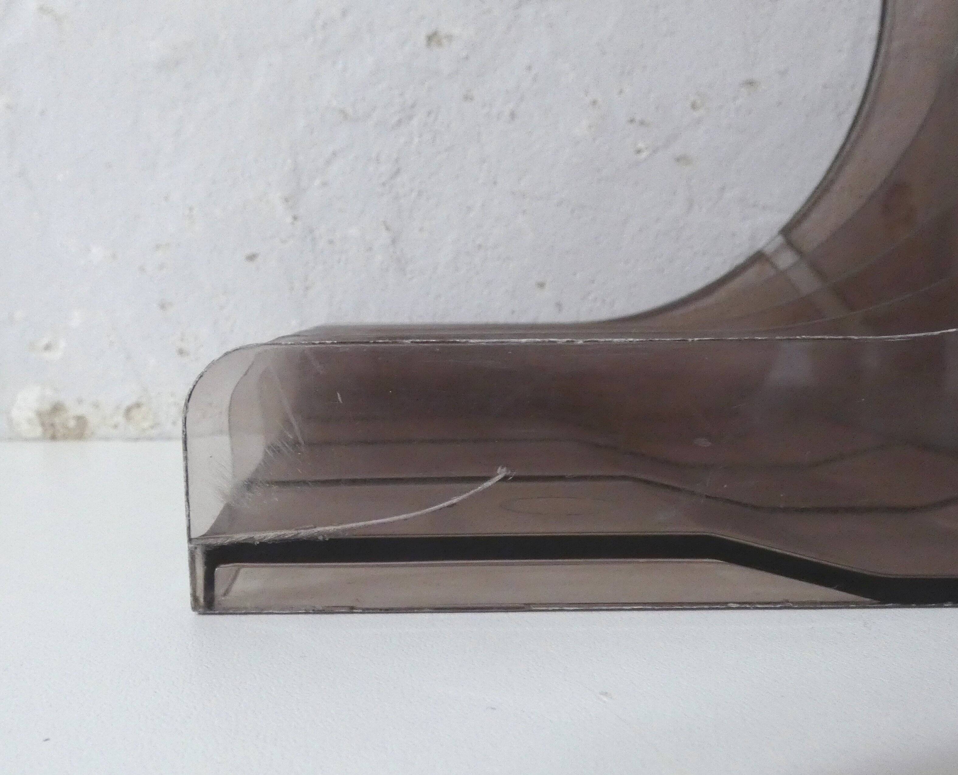 range-disques vinyle en plexi fumé design vintage 1970