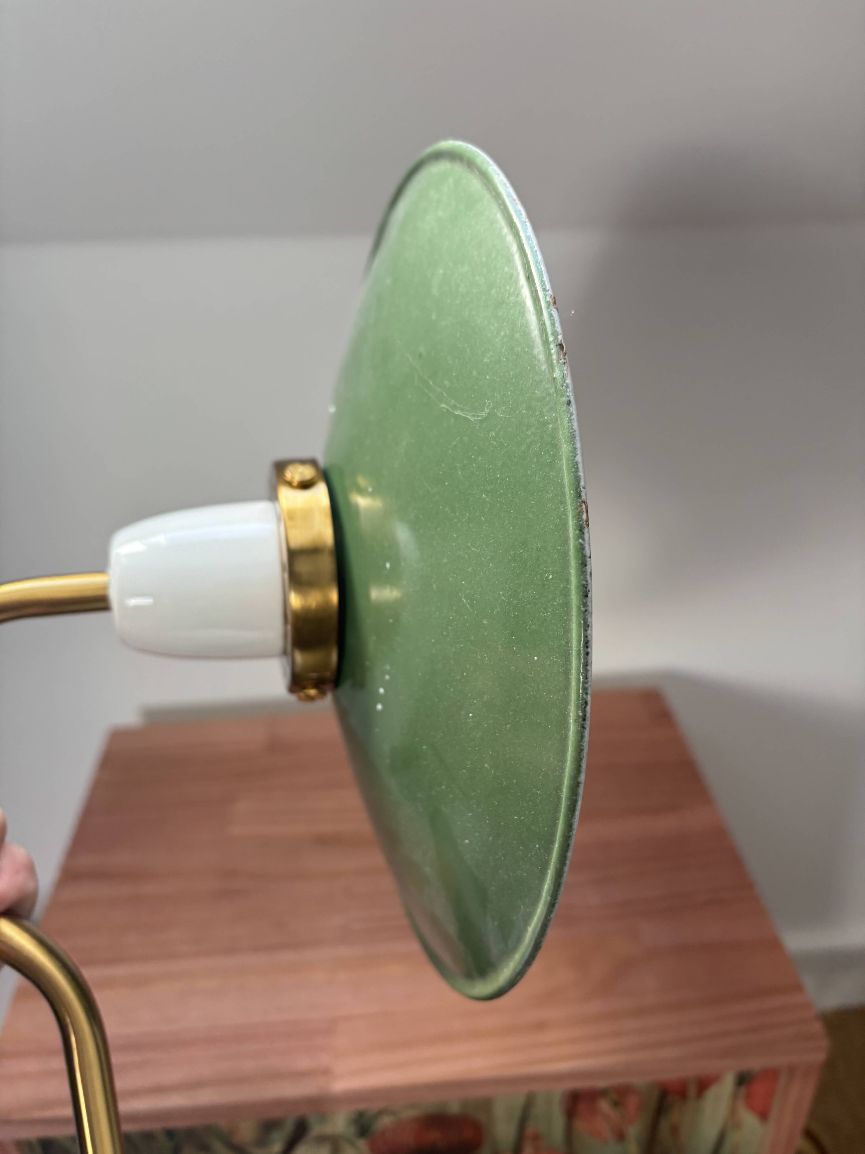 Vintage enamelled sheet metal swan neck wall light