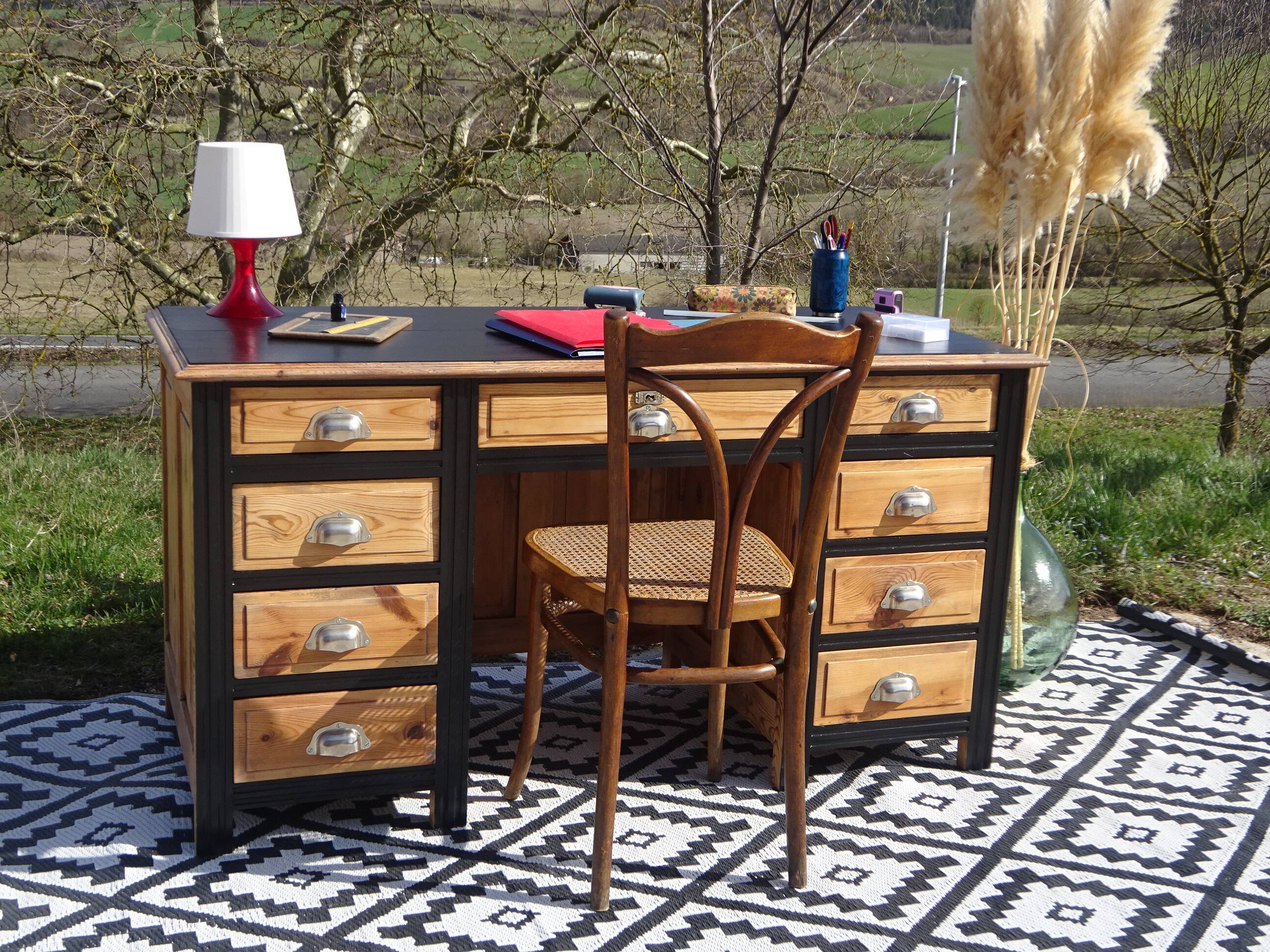 Vintage pine desk, restored