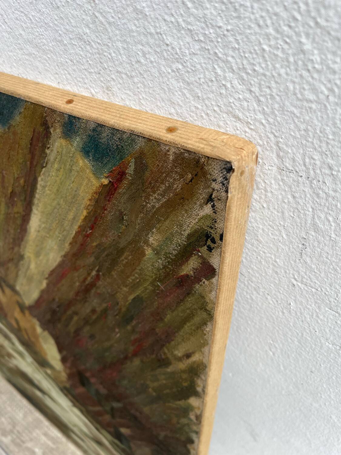 Painting "The Village under the Flood", oil on canvas