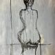 Signed oil on canvas painting of a female portrait "back study in Indian ink"